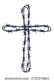 Illustration eines abstrakten Stacheldrahtkreuzes