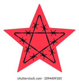 Illustration of the abstract barbed wire red five-pointed star