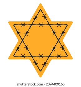 Illustration of the abstract barbed wire yellow six-pointed star