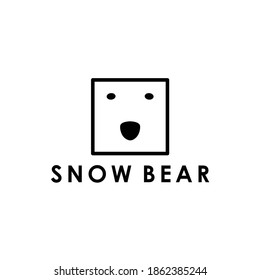 Illustration abstract bear face in the box logo design vector