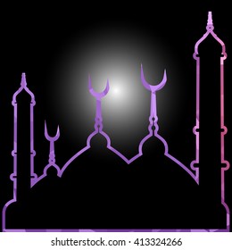 illustration of abstract beautiful religious eid background with mosque.