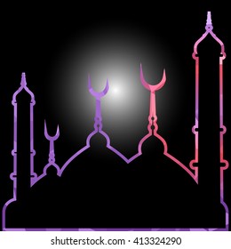 illustration of abstract beautiful religious eid background with mosque.