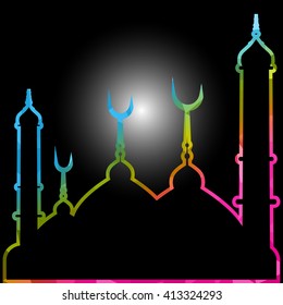 illustration of abstract beautiful religious eid background with mosque.