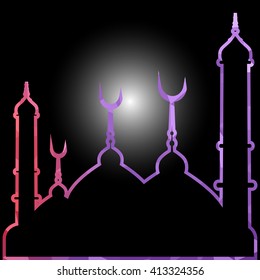 illustration of abstract beautiful religious eid background with mosque.