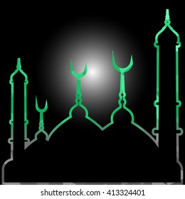 illustration of abstract beautiful religious eid background with mosque.