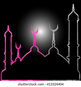 illustration of abstract beautiful religious eid background with mosque.