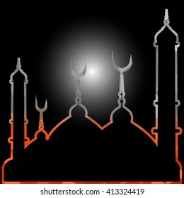 illustration of abstract beautiful religious eid background with mosque.