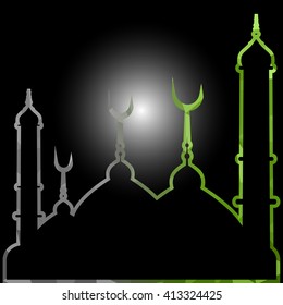 illustration of abstract beautiful religious eid background with mosque.