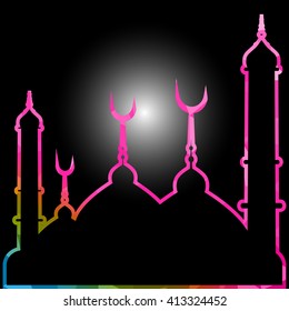 illustration of abstract beautiful religious eid background with mosque.