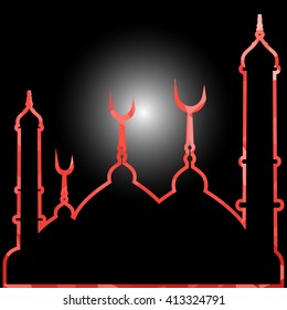 illustration of abstract beautiful religious eid background with mosque.