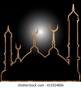 illustration of abstract beautiful religious eid background with mosque.