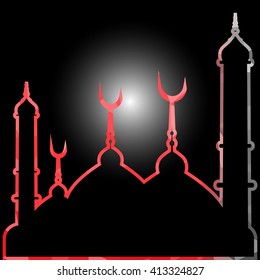 illustration of abstract beautiful religious eid background with mosque.