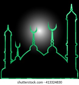 illustration of abstract beautiful religious eid background with mosque.