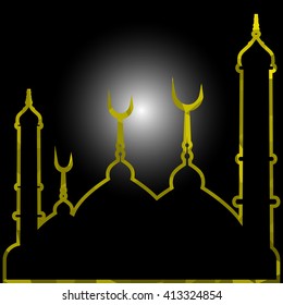 illustration of abstract beautiful religious eid background with mosque.