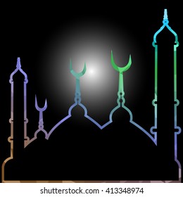 illustration of abstract beautiful religious eid background with mosque.