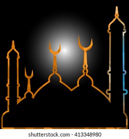 illustration of abstract beautiful religious eid background with mosque.