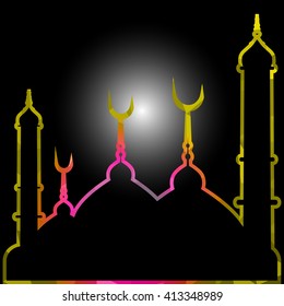 illustration of abstract beautiful religious eid background with mosque.