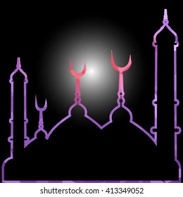 illustration of abstract beautiful religious eid background with mosque.