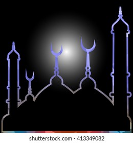 illustration of abstract beautiful religious eid background with mosque.