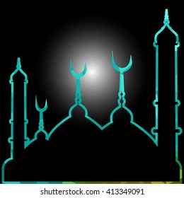 illustration of abstract beautiful religious eid background with mosque.