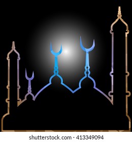 illustration of abstract beautiful religious eid background with mosque.