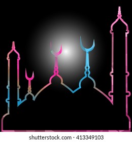 illustration of abstract beautiful religious eid background with mosque.