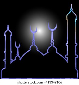 illustration of abstract beautiful religious eid background with mosque.