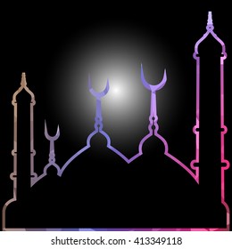 illustration of abstract beautiful religious eid background with mosque.