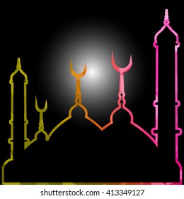 illustration of abstract beautiful religious eid background with mosque.