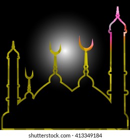 illustration of abstract beautiful religious eid background with mosque.