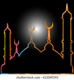 illustration of abstract beautiful religious eid background with mosque.