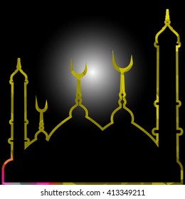 illustration of abstract beautiful religious eid background with mosque.