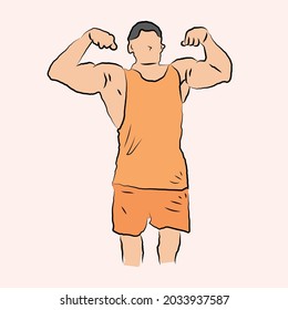 Illustration Abstract Big And Burly Muscular Person Silhouette Vector Graphic