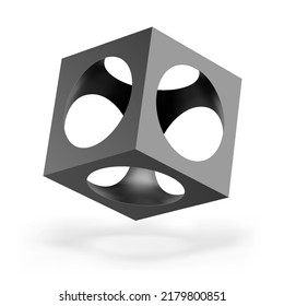 Ilustración del cubo negro abstracto, sobre fondo blanco. Resumen de formas geométricas cuadradas mocalización para su diseño