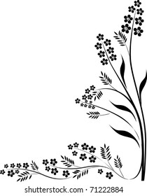 illustration with abstract black flower decoration