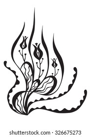 Illustration of an abstract  black herb.