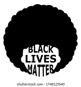 illustration of abstract black lives matter emblem. poster with black man or woman person with afro. Stop racism concept. Modern abstract lettering design