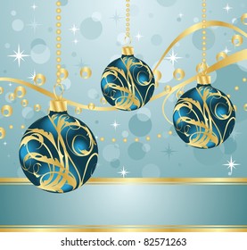 Illustration abstract blue background with Christmas balls - vector