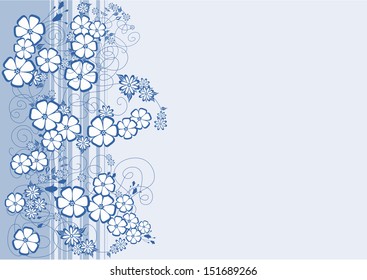 Illustration of abstract blue flowers with background 