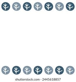 Illustration of abstract blue and light blue trees in a row.