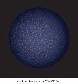 illustration  with abstract blue sphere on dark background