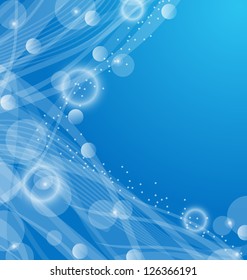 Illustration abstract blue wavy background, design template - vector