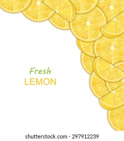 Illustration Abstract Border with Sliced Lemons on White Background - Vector