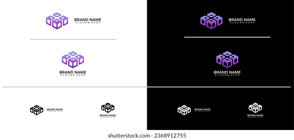 Illustration Abstract boxes minimalist logo design (Trade, Market, (Transportation Service, Expedition, Delivery, Packaging, any Brands_Companies, etc.) vector illustration template.