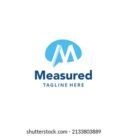 Illustration abstract brain with initial M as ruler sign logo design