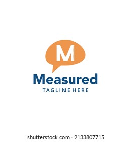 Illustration abstract brain with initial M as ruler sign logo design