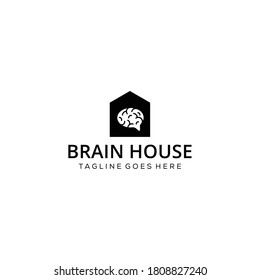 Illustration abstract brain sign on house logo design template