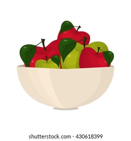 Illustration of abstract bright apples in a bowl .Vector
