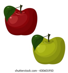 Illustration of abstract bright apples,green and red. Vector