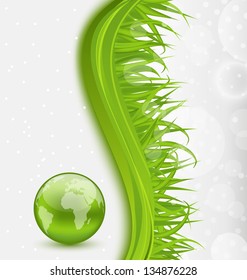 Illustration abstract brochure with global planet and grass - vector